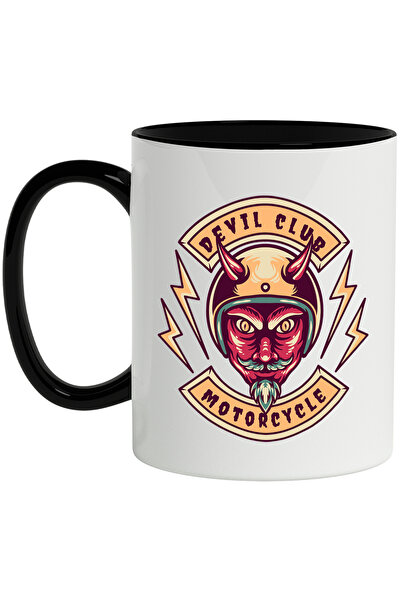 StoryGift Romania Cana Cu Mesaj Devil Club Motorcycle, Diavol, Fulgere, Casca...