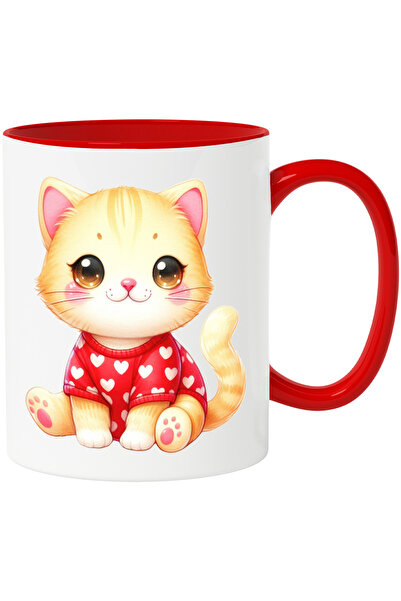 StoryGift Romania Cana Cu O Pisicuta Vesela Care Poarta O Bluza Cu Inimioare | Ilustratie | Pentru, Cu ,stg