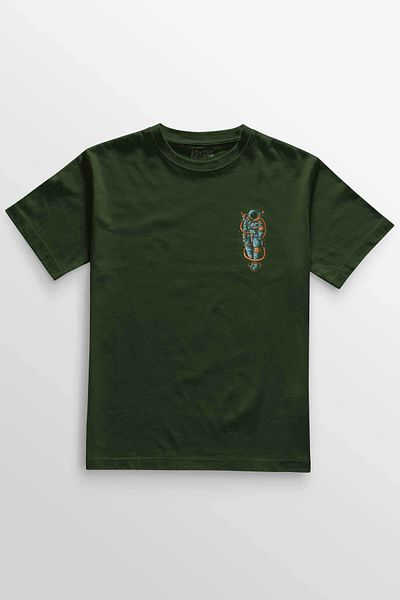 Kretas Μπλουζάκι Unisex Χακί Space Space Universe Galaxy Μεγαλειότητα Ταχύτητα φωτός Ελάχιστη μπλούζα με στάμπα μπροστά
