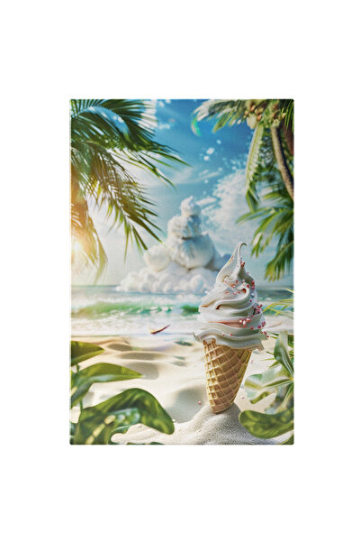 StoryGift Romania Tablou Canvas Dulceața Verii Înghețată Cu Vanilie Și Sprinkles Colorate Pe Plaja Tropicală , Pi