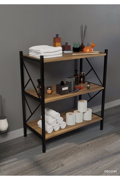 Morpanya Rose Banyo Düzenleyici Banyo Dolabı Çok Amaçlı Dolap 3 Katlı Metal M...