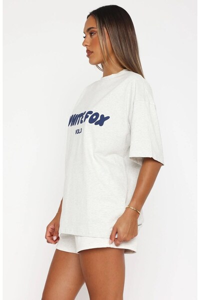 The Champ Clothing Women's Printed 100% Cotton Dark Gray Melange T-Shirt