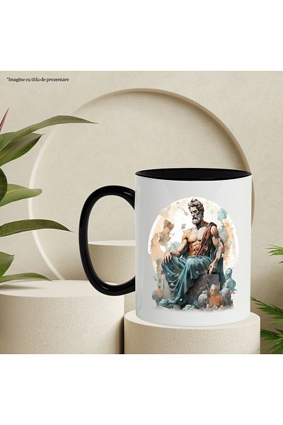 StoryGift Romania Mug With Statue Of Zeus, Throne, Greek Mythology, God, Multicolor 330 ml, Ceramics, With ,STG