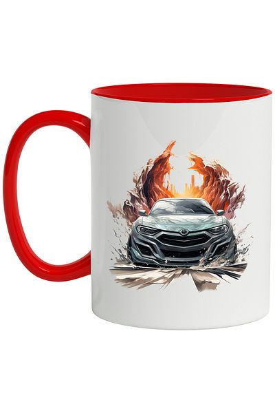 StoryGift Romania Cana Cu Masina, Oras, Blocuri, Valuri, Sosea, Viteza, Multicolor 330 Ml, Ceramic, Cu ,stg