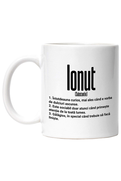 StoryGift Romania Cana Cu Numele Ionut, Cu Mesaj Amuzant, Curios, Sociabil, G...