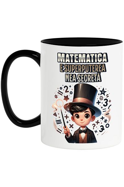 StoryGift Romania Cana Matematica E Superputerea Mea Secreta Scoala Copii, 330ml, Ceramica Cu Mane, Cu ,stg