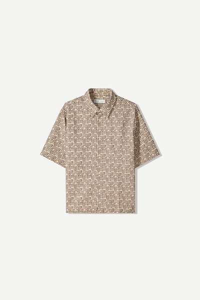 Bershka Embroidered short sleeve boxy fit shirt