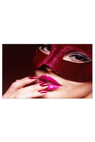 StoryGift Romania Tablou Canvas - Femeia Cu Masca: Teatru, Beauty, Ruj Roz, L...