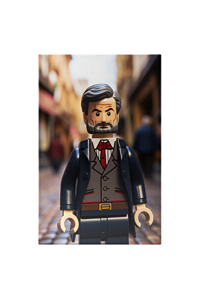 StoryGift Romania Tablou Canvas: Lego Bussines Men Figurina Lego Barbat In Costum Cu Cravata Rosie Si Barba Pict