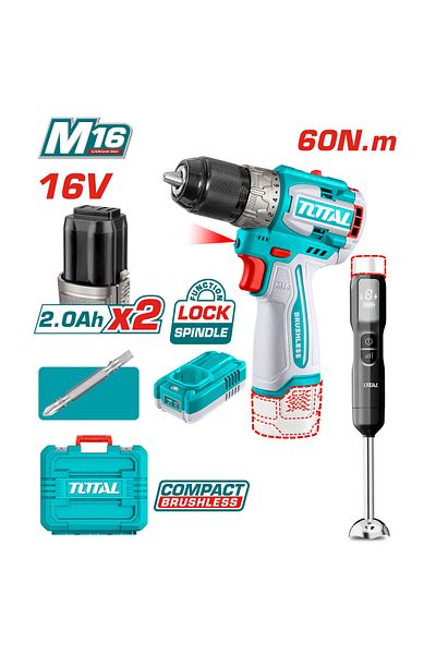 TOTAL 16v battery drill set with mixer