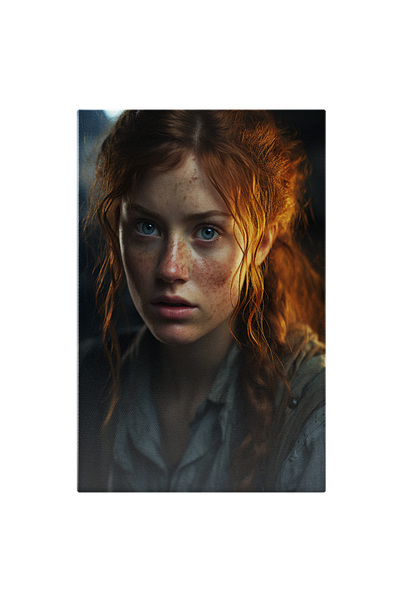 StoryGift Romania Tablou Canvas: Portret Fata Par Ginger Pistrui Si Ochii Alb...