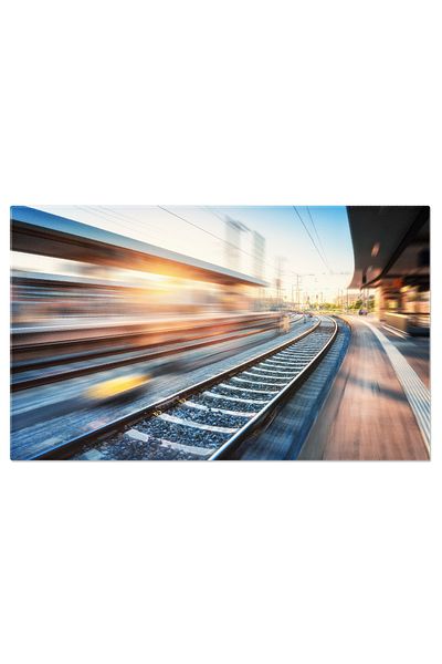 StoryGift Romania Canvas Painting: Train Journey - Muffled Movement in the Sunset Light