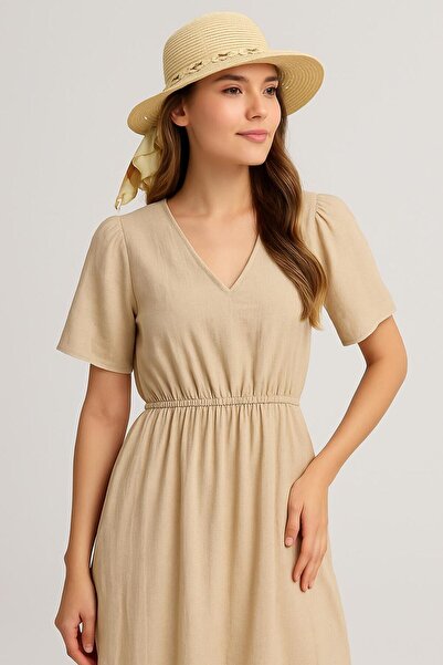 Saten Pălărie de plajă din paie