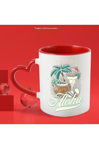 StoryGift Romania Cana Paradisul Pe Plaja Nuca De Cocos Cocktail Aloha , 330ml, Ceramica Cu Maner , Cu ,stg