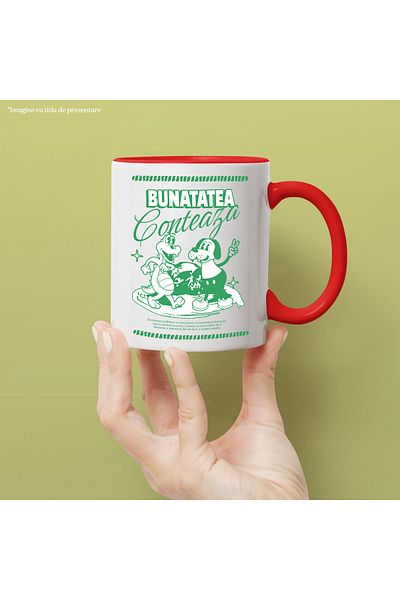 StoryGift Romania Friends Kindness Mug Mickey Mouse disney family, 330ml, Ceramic with Red Handle, With,STG