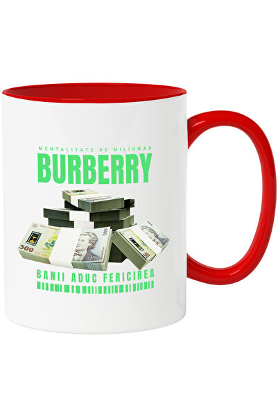 StoryGift Romania Cana _burberry_ - Banii Aduc Fericirea, 330ml, Ceramic Cu M...