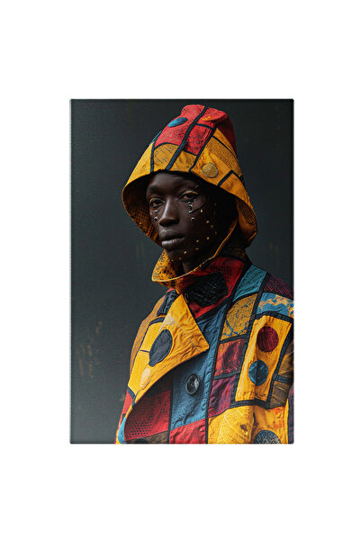 StoryGift Romania Tablou Canvas: Barbat African Cu Jacheta Colorata Cu Gluga ...
