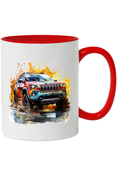 StoryGift Romania Cana Cu Masina, Jeep Cherokee, Watercolor, Apa, Multicolor 330 Ml, Ceramica Cu M, Cu ,stg