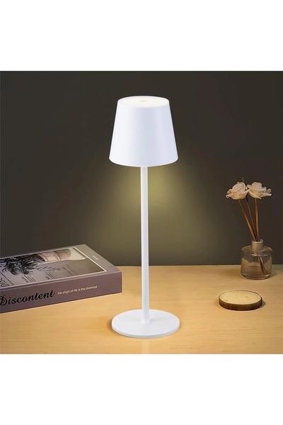 Genel Markalar Dokunmatik Şarjlı Masa Lambası Kademeli Beyaz Gövde Dim Edilebilir Şavk