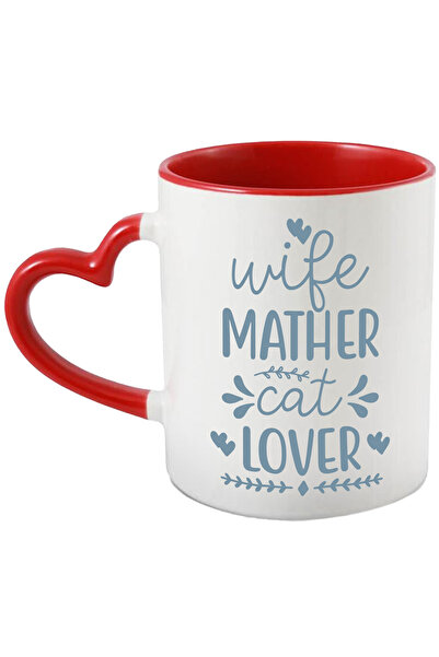 StoryGift Romania Cana Cu Inimioare Si Textul "wife, Mother, Cat Lover" - Sot...