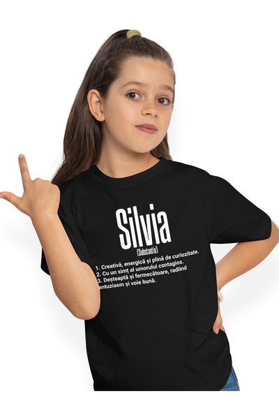 StoryGift Romania Tricou Copii Fete Cu Numele Silvia, Si Mesaj Motivational, ...