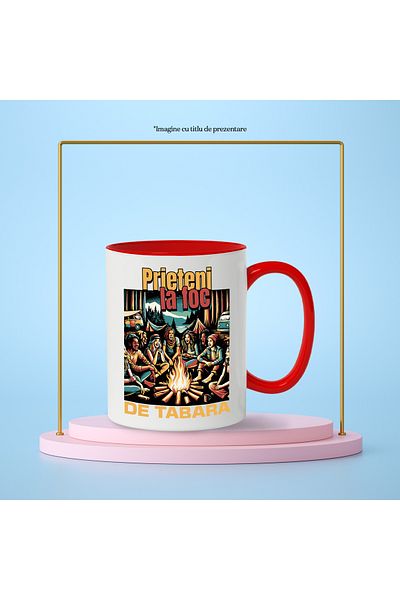 StoryGift Romania Friends at the campfire mug, forest camping, love, 330ml, Ceramic with R Handle, With, STG.