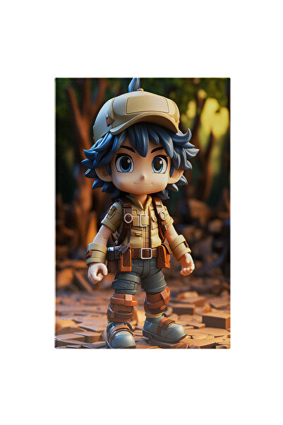 StoryGift Romania Tablou Canvas: Baiat Explorator Cu Par Albastru Desen Anima...