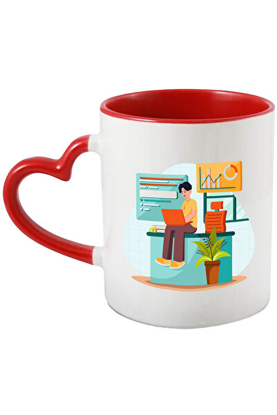 StoryGift Romania Cana Cu Birou, Laptop, Scaun, Grafic, Multicolor 330 Ml, Ce...