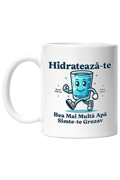 StoryGift Romania Cana Pahar Cu Apa Zambaret Hidrateaza-te , 330ml, Ceramic C...