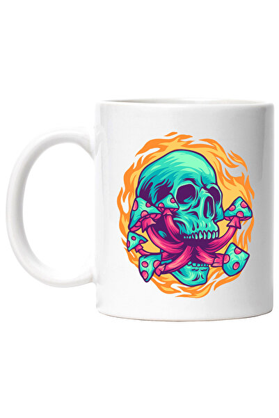 StoryGift Romania Cana Cu Craniu, Ciuperci, Flacari, Cerc, Ilustratie Hippie, Multicolor 330 Ml, C, Cu ,stg