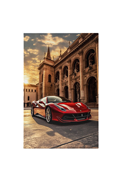 StoryGift Romania Tablou Canvas: Masina De Lux Ferrari - Rosie Cladiri Fotogr...