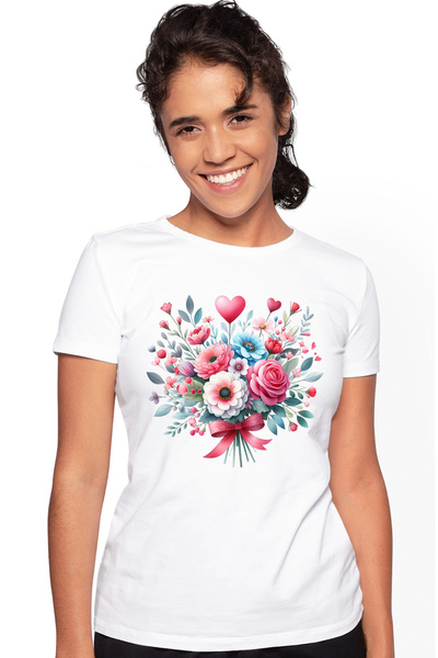 StoryGift Romania Tricou Femei Cu Un Buchet De Flori Pentru Persoana Iubita, ...
