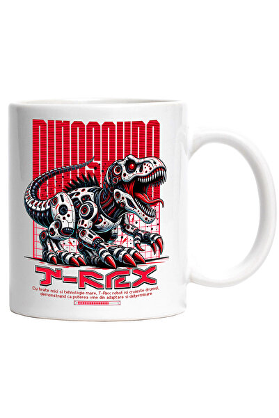 StoryGift Romania Cana Dinozaur T-rex Robot In Actiune, 330ml, Ceramic Cu Man...