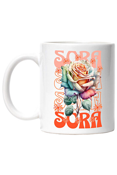 StoryGift Romania Cana Sora - Trandafir Floare, 330ml, Ceramic Cu Maner Alb, ...