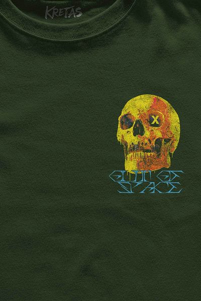 Kretas Χακί T-Shirt Minimal μπροστινό Unisex T-shirt Θερμικό κρανίο Y2K Πολύχρωμο κρανίο