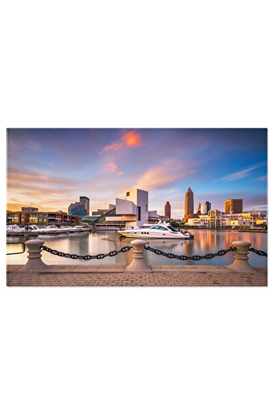 StoryGift Romania Tablou Canvas: Skyline-ul Cleveland - Peisaj urban, Clădiri, Golf, District