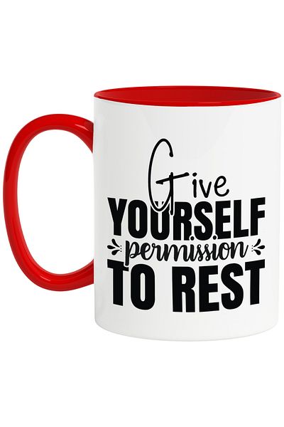 StoryGift Romania Mug with encouraging message in English "Give yourself permission to rest" - give yourself, With