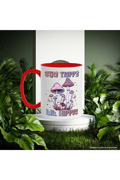StoryGift Romania Mug with the message "Stay trippy, lil hippie", hippie style, culture, illustration, p, With ,STG