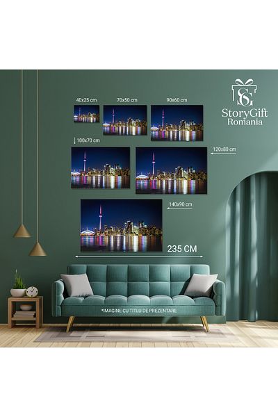 StoryGift Romania Tablou Canvas Vedere De Noapte A Centrului Orasului Toronto, Ontario, Canada Imagine Urbana Cu
