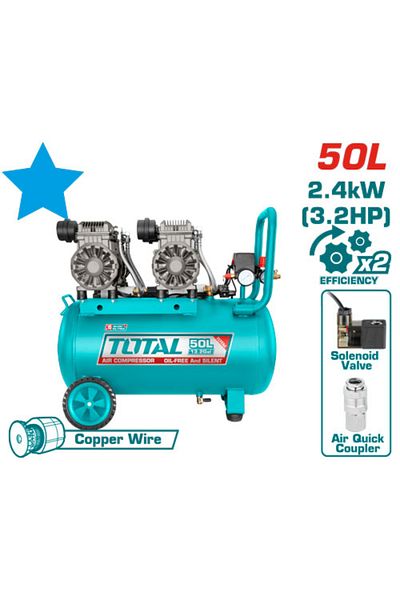 TOTAL 50L 3.2HP Dual Motor Air Compressor