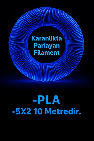 Oppy Karanlıkta Parlayan Mavi 3D kalem PLA Filamenti 1.75mm 10 Metre (5 adet 2 metrelik filament)