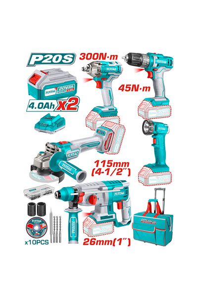 TOTAL 20v battery pack with trolley bag