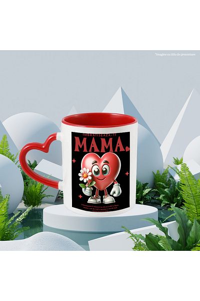 StoryGift Romania Hug-mom Mug, the best mother in the family, 330ml, Ceramic with Heart Handle, With ,STG