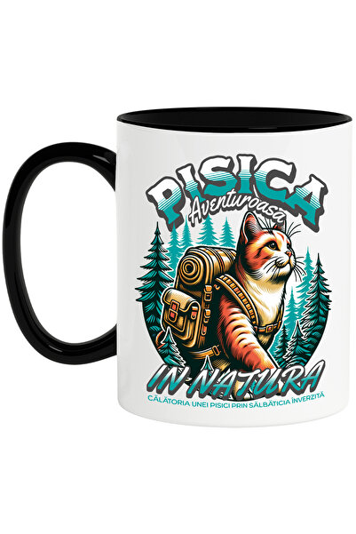 StoryGift Romania Cana Pisica Aventuroasa-in Natura, 330ml, Ceramica Cu Maner...