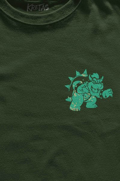 Kretas Χακί T-Shirt Super Mario Bowser Ιαπωνική αφίσα με τυπωμένη μπλούζα Unisex