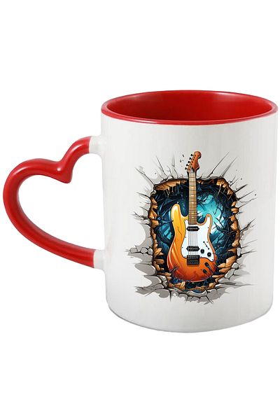 StoryGift Romania Electric Guitar Mug, Wall, Roots, Musical Instrument, Multicolor 330 Ml,, With