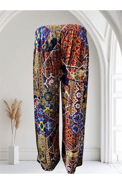 MODA Pantaloni Palazzo din viscoză cu modele pentru damă