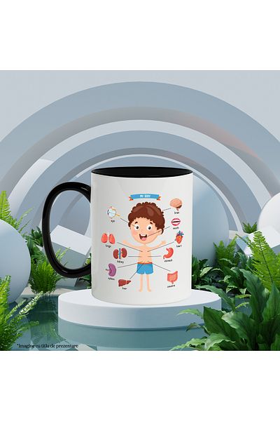 StoryGift Romania Mug With Message In English My Body, My Body, Diagram, Anatomy, Organs, Multic, With, STG
