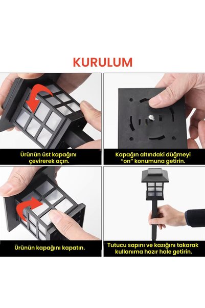 UpWay Karanlık Sensörlü Solar Çim Armatürü Güneş Enerjili Bahçe Zemin Aydınlatma Lambası 8 Adet