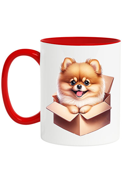 StoryGift Romania Cana Cu Un Catelus Blanos Care Iese Dintr-o Cutie | Ilustra...